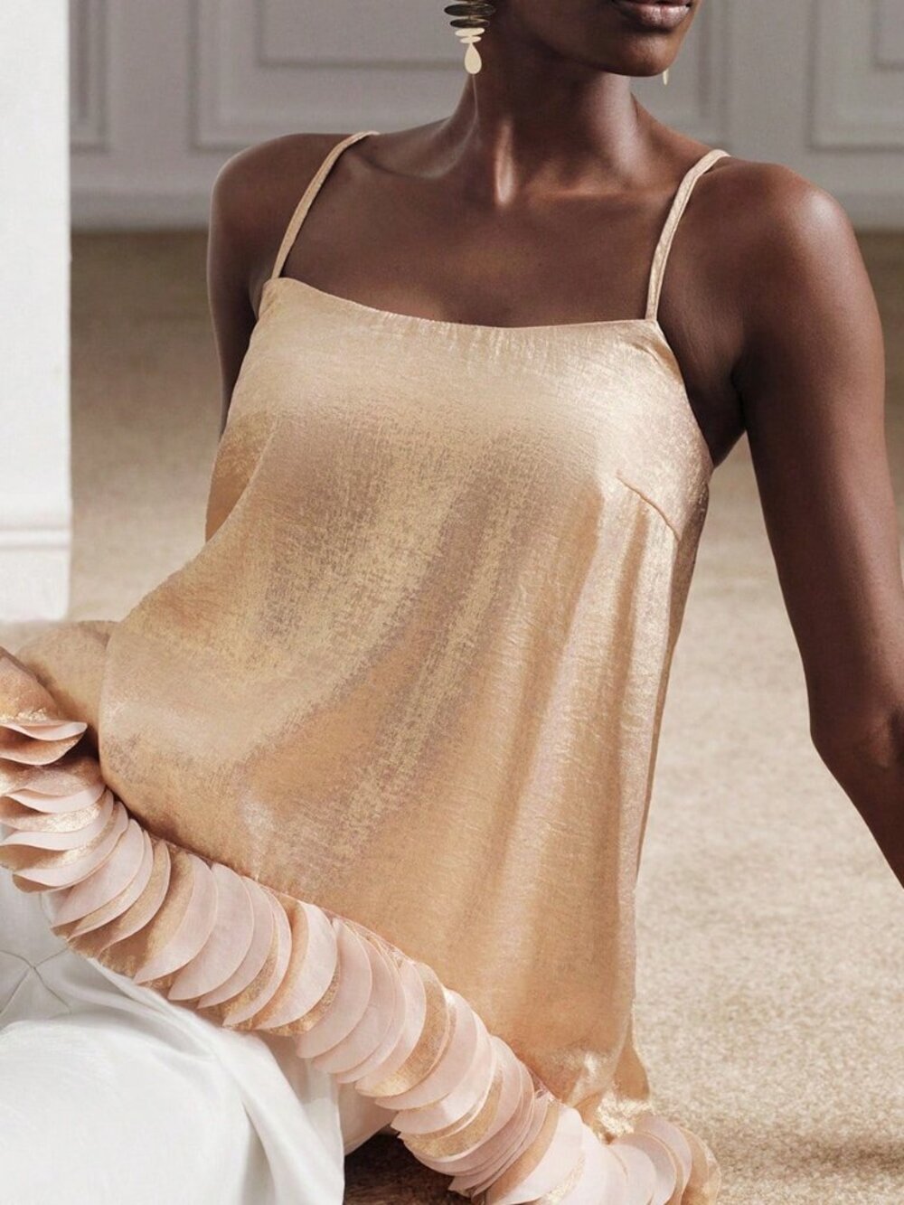 Gold Casual Women's Elegant Champagne Top